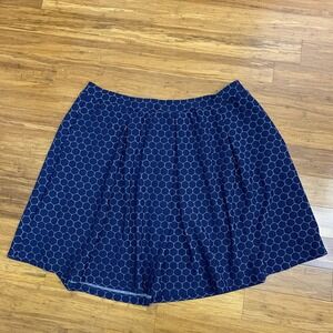 Leota Circle Print Skirt Womens Size 3X Navy‎ Pockets Stretch Elastic Waist NWT